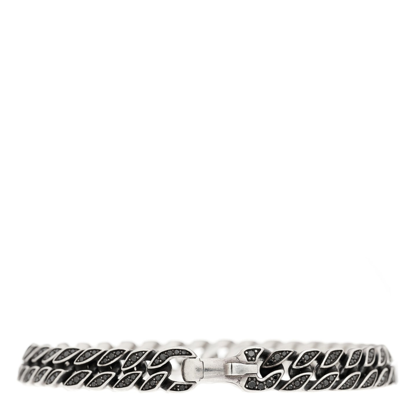 Sterling Silver Black Diamond 8mm Curb Chain Bracelet