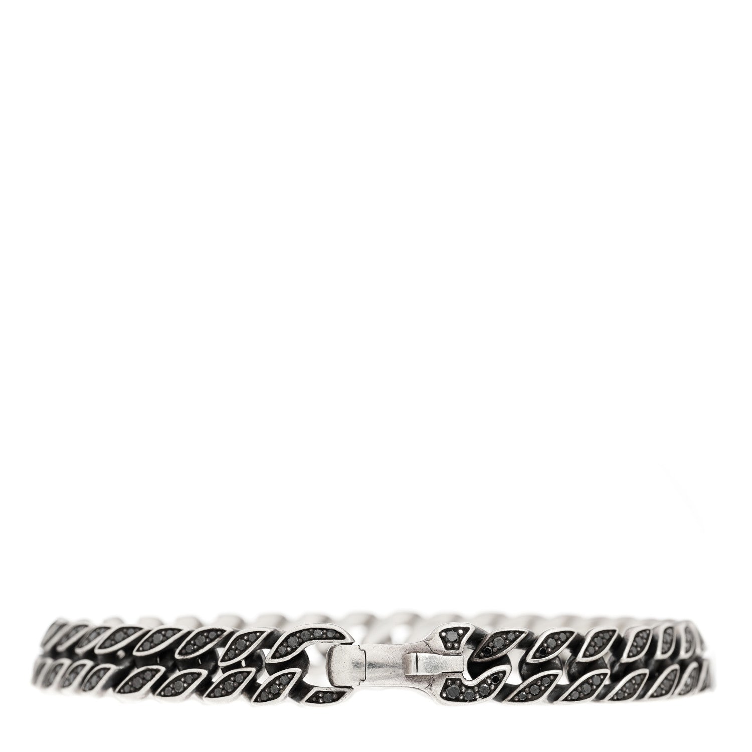 David Yurman Sterling Silver Black Diamond 8mm Curb Chain Bracelet 2 of 3