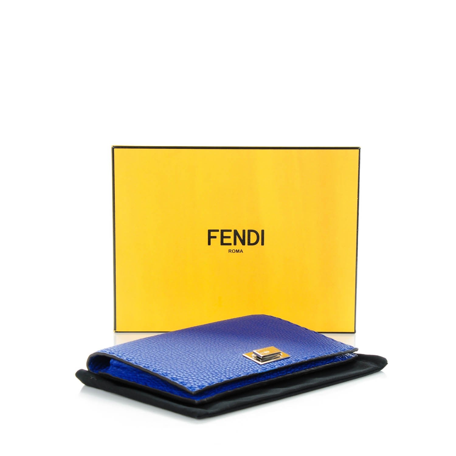 Fendi Cuoio Romano Selleria Peekaboo Wallet Blue Neon 4 of 8