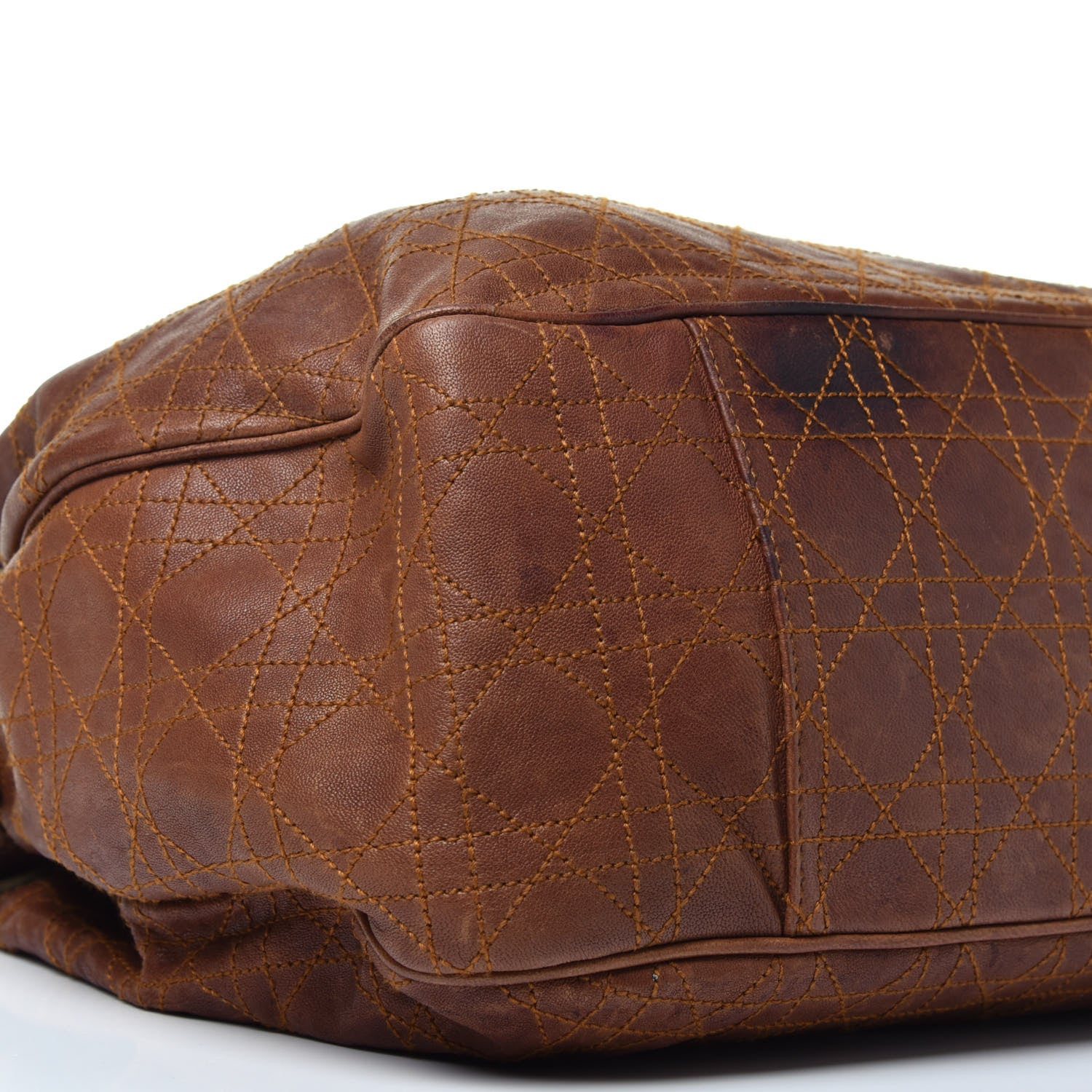Christian Dior Lambskin Cannage Drawstring Bag Brown 8 of 10