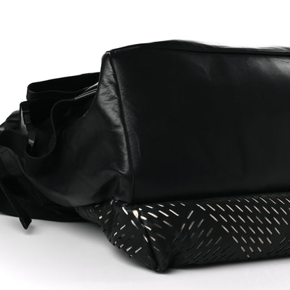 Bottega Veneta Smooth Calfskin Perforated Messenger Crossbody Bag Black 6 of 9