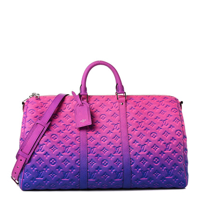 Louis Vuitton Taurillon Illusion Keepall Bandouliere 50 Bleu Rose 1 of 9
