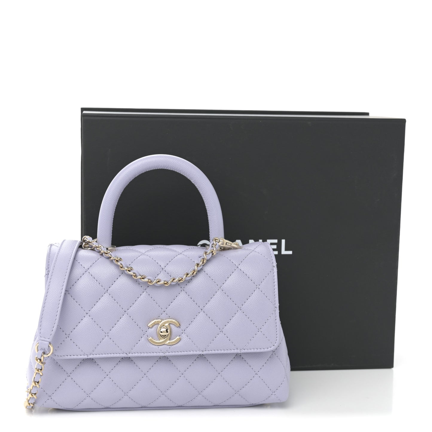 Caviar Quilted Mini Coco Handle Flap Light Purple