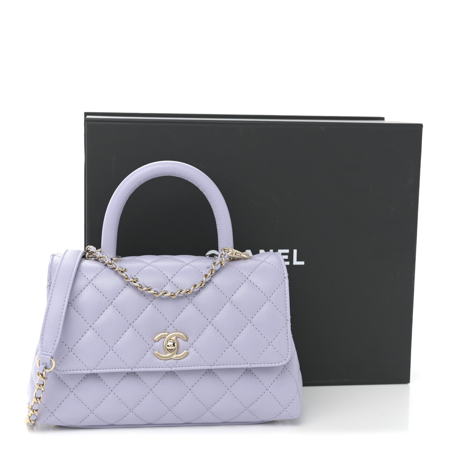 Chanel Caviar Quilted Mini Coco Handle Flap Light Purple 11 of 11
