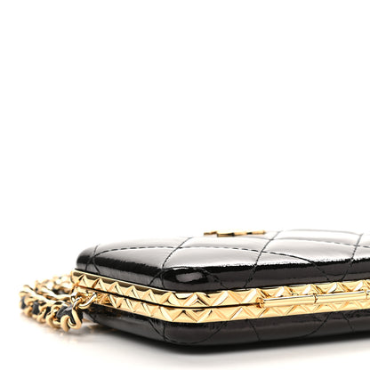 Chanel Glazed Goatskin Quilted Small Box With Chain Black 9 of 10