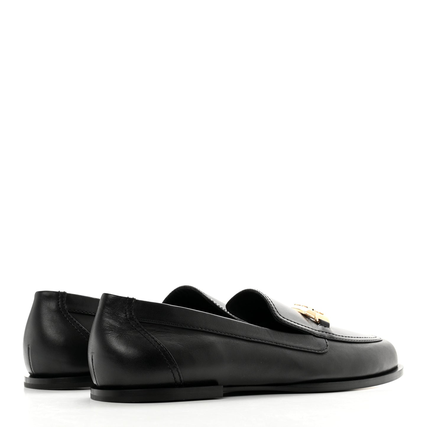 Shiny Calfskin Metal CC Mocassin Loafers 40.5 Black