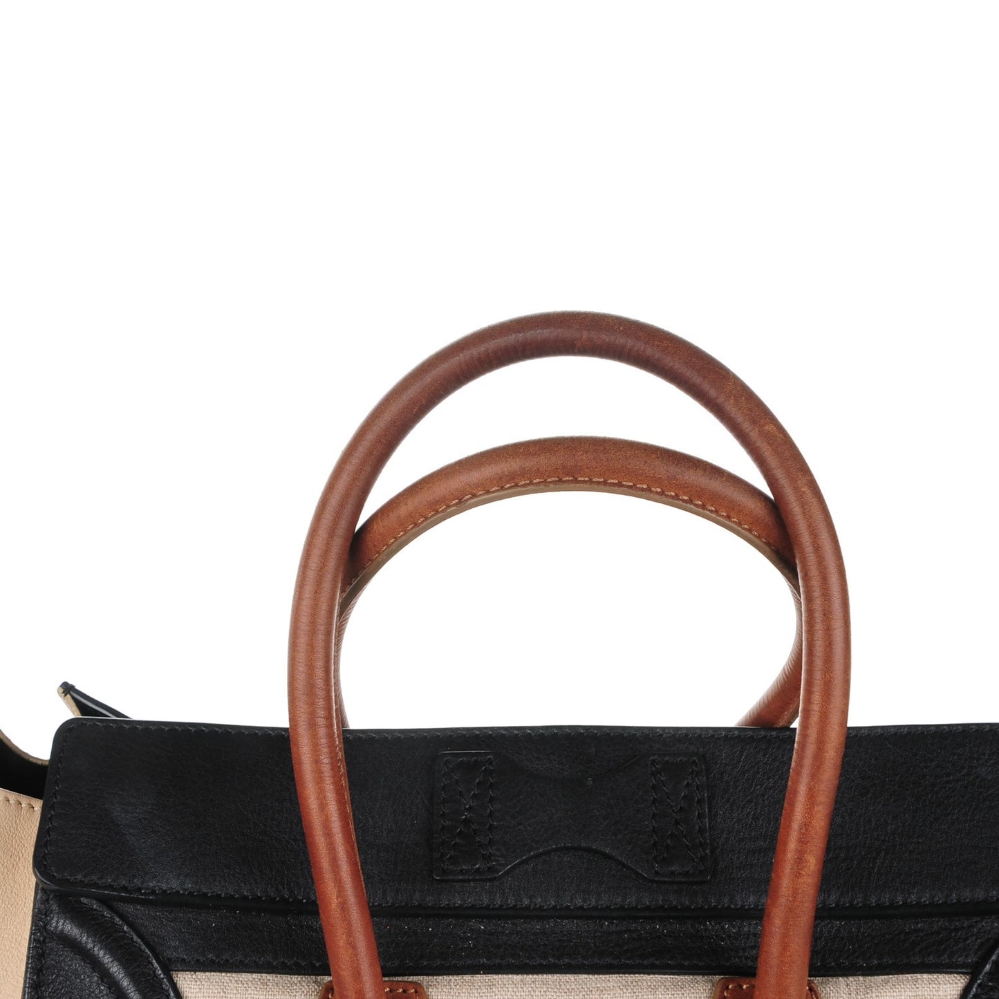 Calfskin Linen Mini Tri-Color Luggage Beige