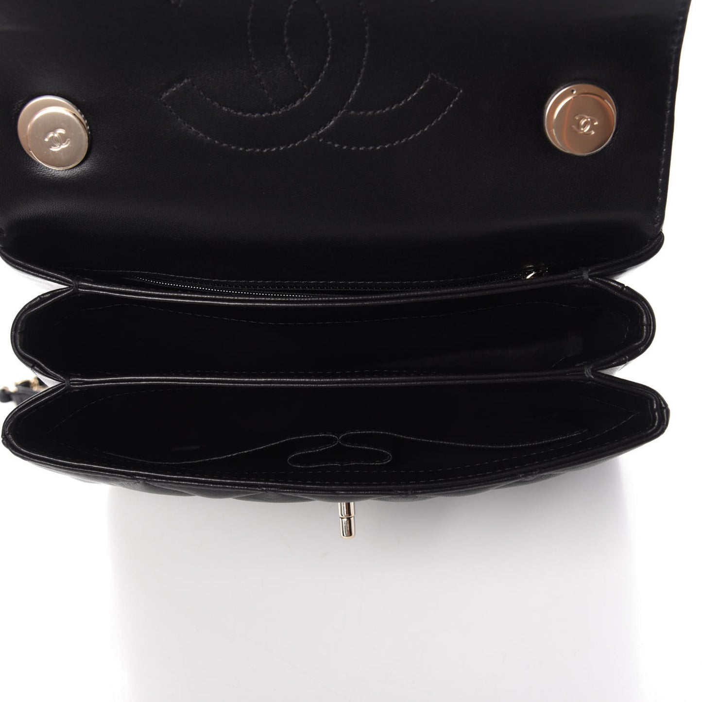 Lambskin Quilted Small Trendy CC Dual Handle Flap Bag Black
