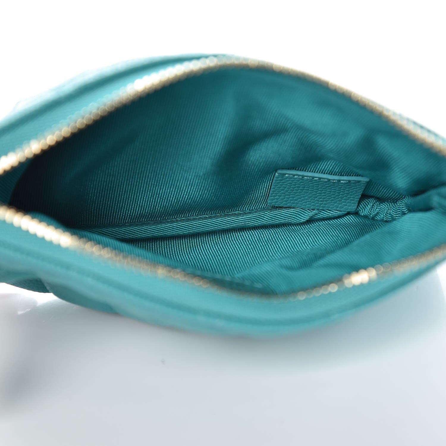 Chanel Caviar Quilted Small Cosmetic Case Turquoise 5 of 8