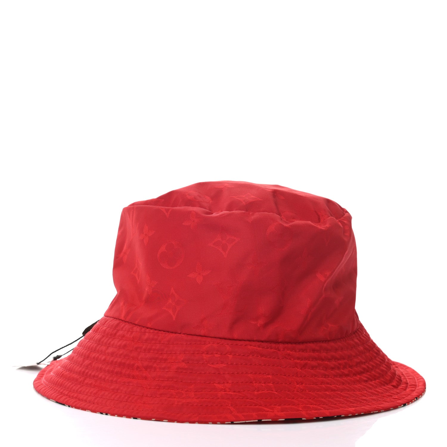 Louis Vuitton Nylon Canvas Monogram Giant Crafty Reversible Bucket Hat Creme Rouge 10 of 15
