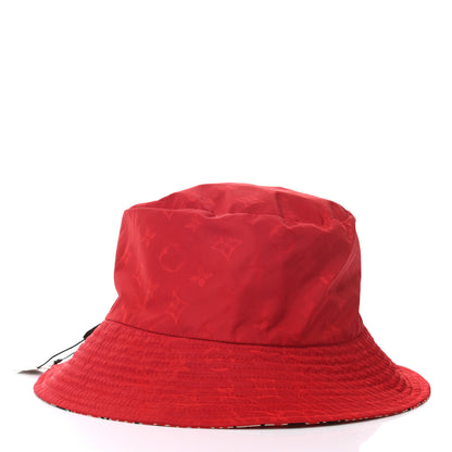 Louis Vuitton Nylon Canvas Monogram Giant Crafty Reversible Bucket Hat Creme Rouge 10 of 15