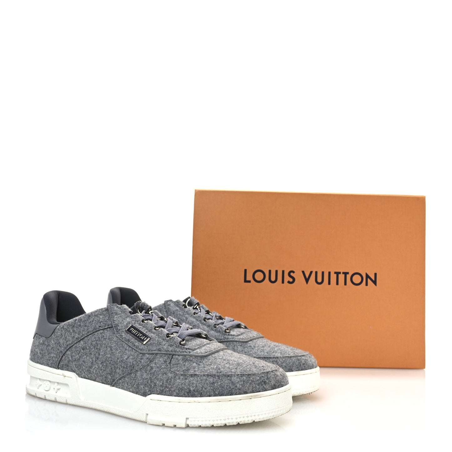 Wool Mens LV Trainer Sneakers 10 Grey