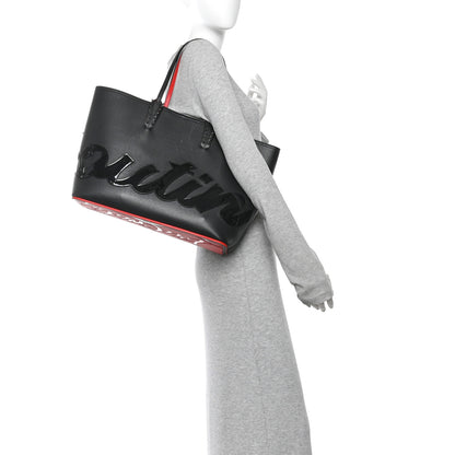 Christian Louboutin Calfskin Patent Logo Spikes East West Cabata Tote Black 2 of 15