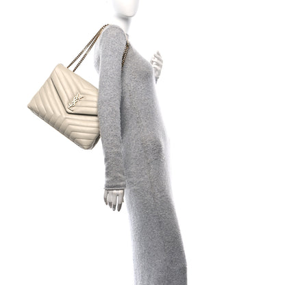 Saint Laurent Calfskin Y Quilted Monogram Medium Loulou Chain Satchel Crema Soft 2 of 10