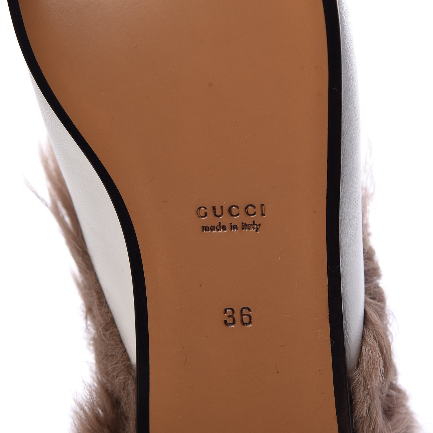 Gucci Malaga Kid Fur Womens Princetown Slippers 36 Dusty White Naturale 7 of 8