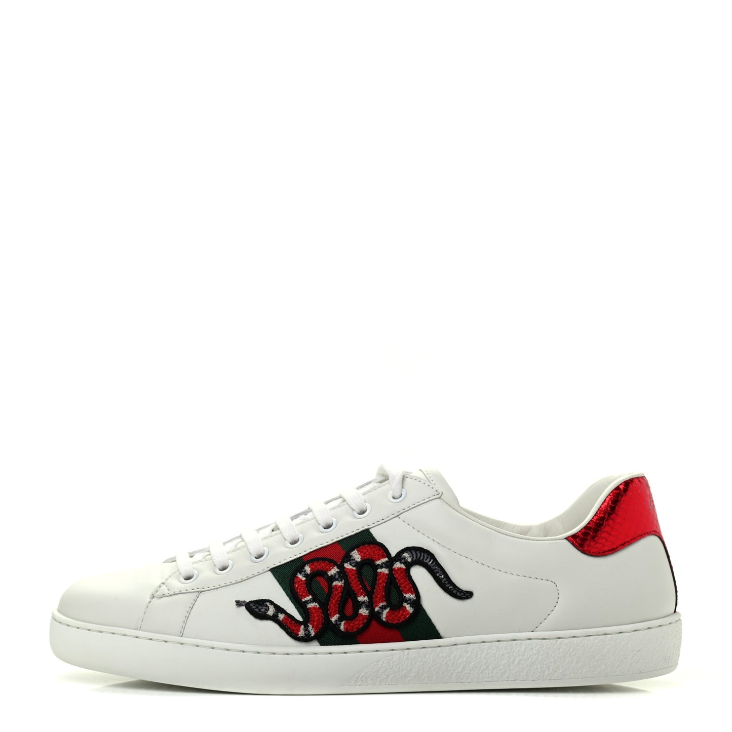 Calfskin Ayers Kingsnake Embroidered Mens Ace Sneakers 10 Green Red