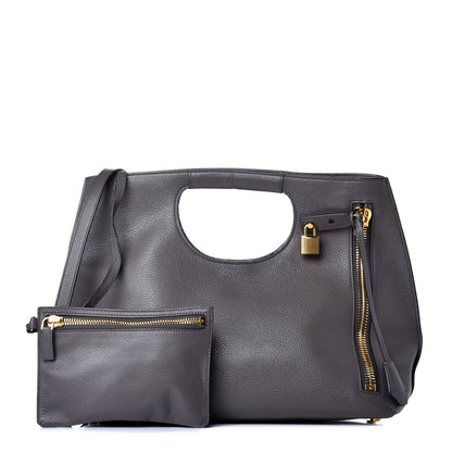 Tom Ford Grained Calfskin Alix Padlock Zip Tote Graphite 1 of 8