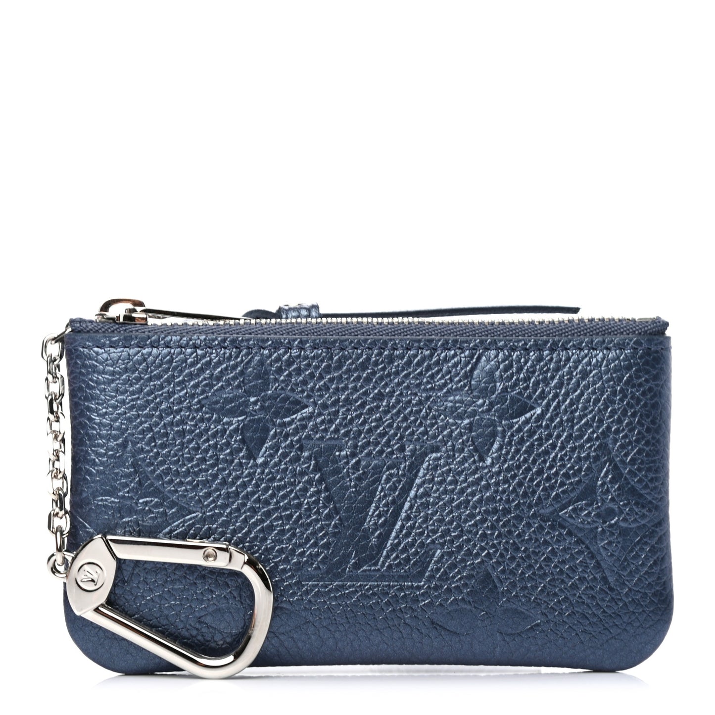 Metallic Empreinte Monogram Giant Key Pouch Navy Nacre