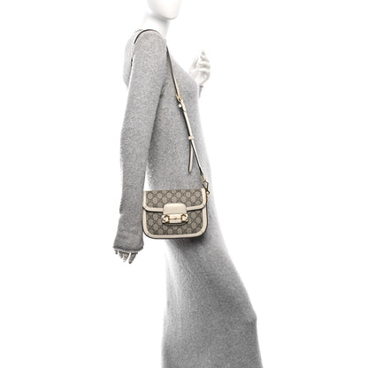 Gucci GG Supreme Monogram Web Mini Horsebit 1955 Shoulder Bag Beige Mystic White 2 of 11