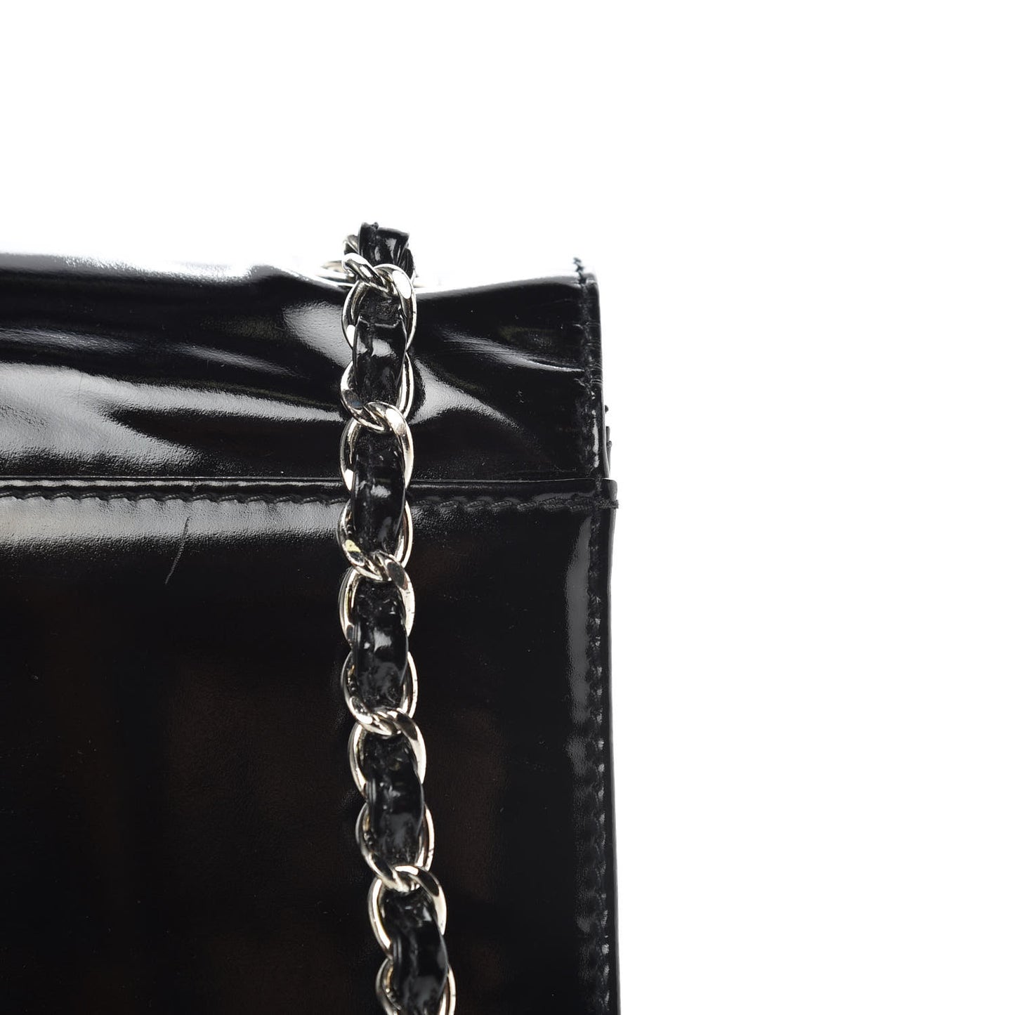 Glazed Calfskin Single Flap Black