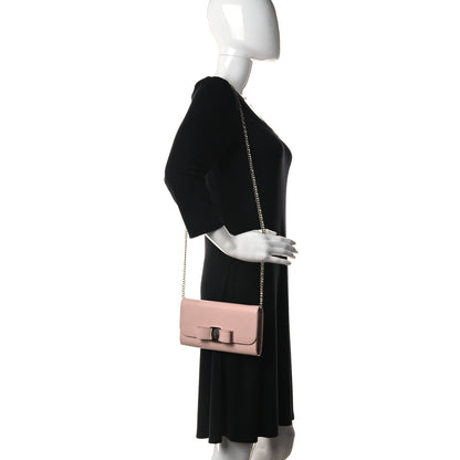 Salvatore Ferragamo Calfskin Vara Bow Chain Flap Crossbody Pink 2 of 10