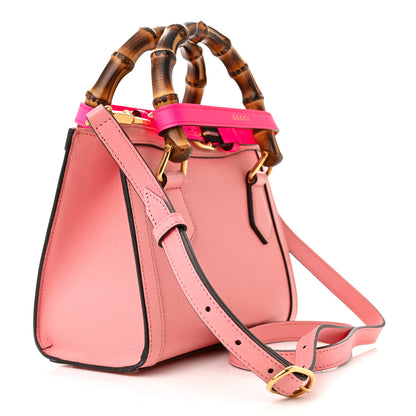 Gucci Wonka Grain Calfskin Mini Diana Tote Bag Wild Rose Fuxia Fluo 3 of 14