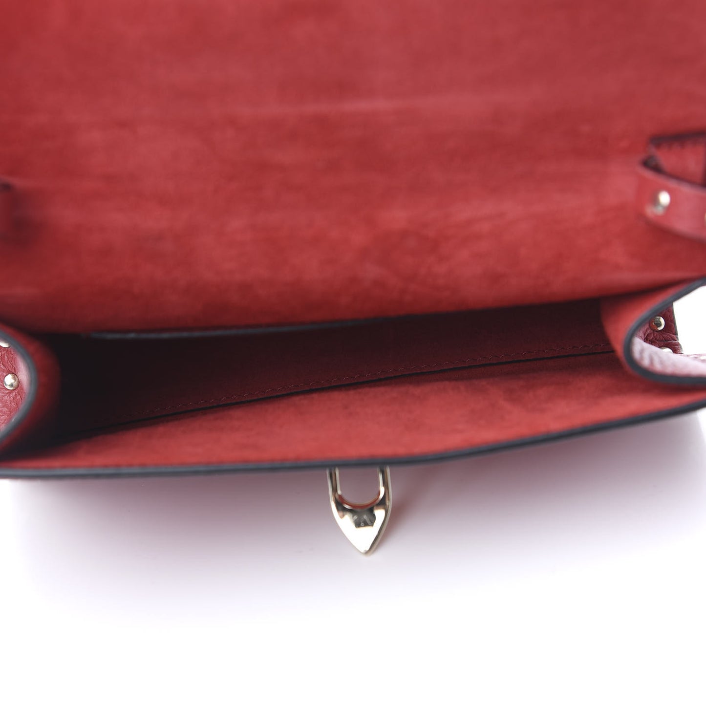 Pebbled Calfskin Medium Rockstud Flip Lock Crossbody Bag Red