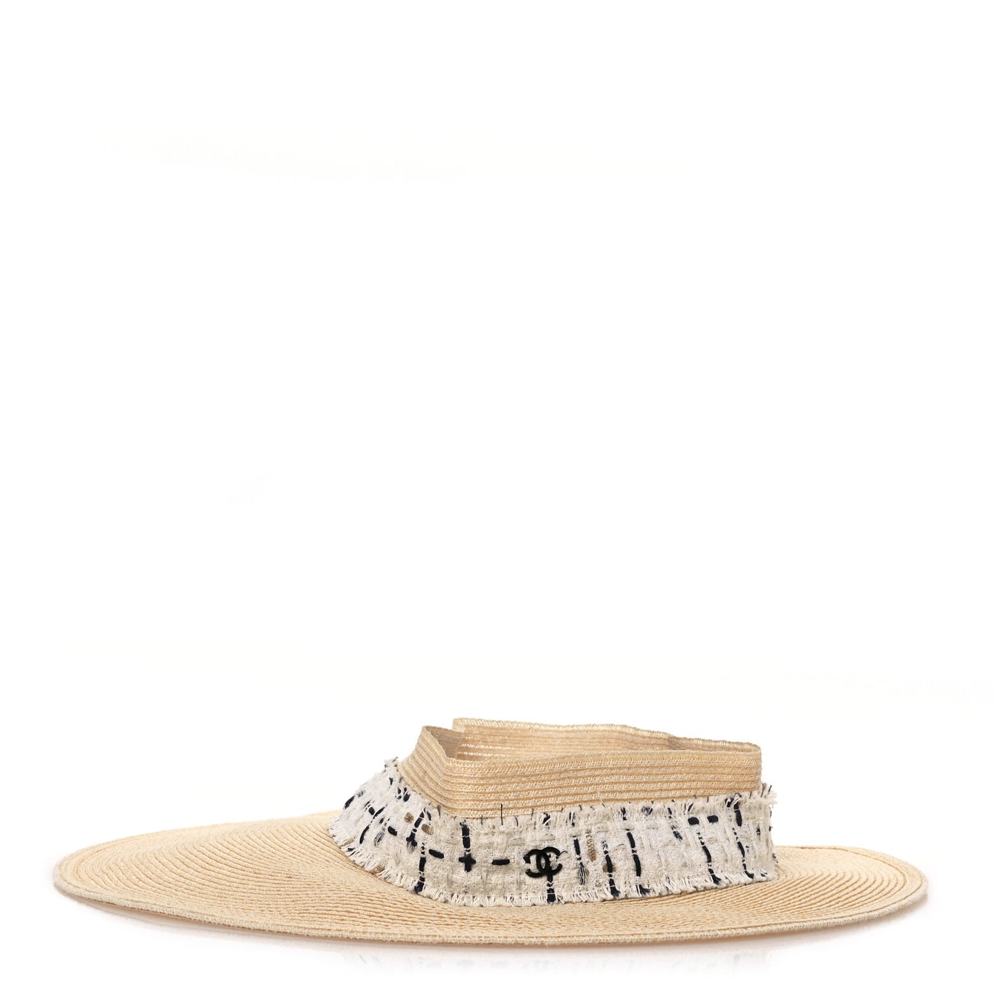 Straw Tweed Wide Brim Visor M Beige White