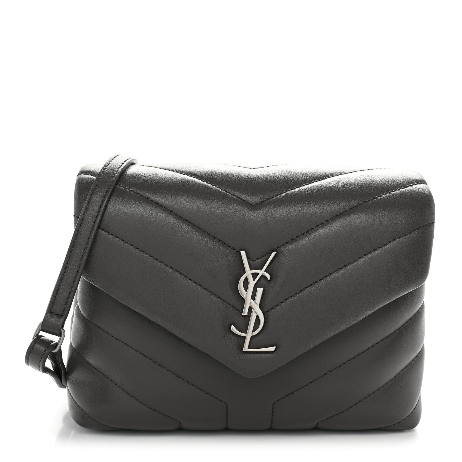 Saint Laurent Calfskin Y Quilted Monogram Toy Loulou Crossbody Bag Grey Kaki 1 of 10