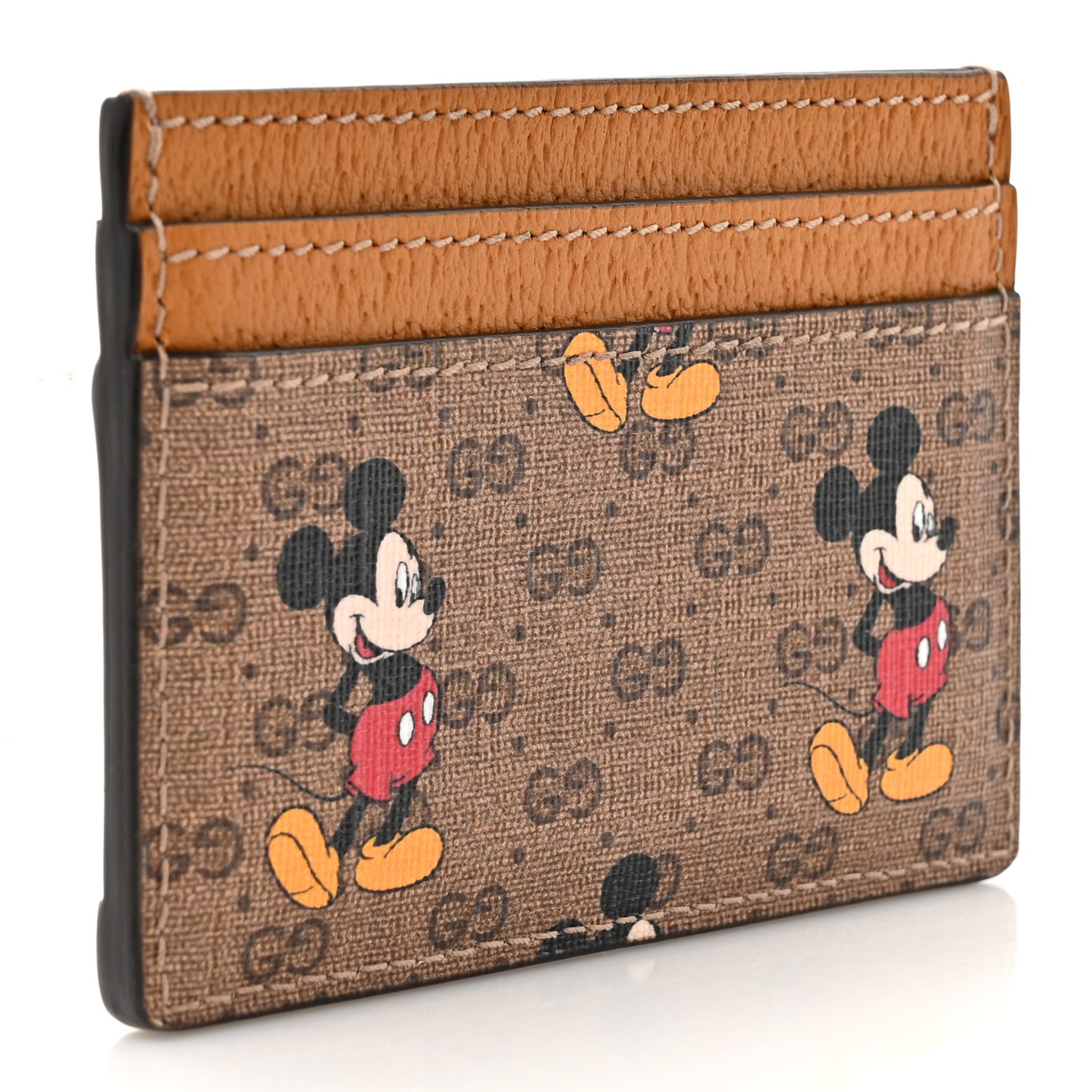 X DISNEY Mini Vintage GG Supreme Monogram Mickey Mouse Card Holder Beige Vintage Sun Oil