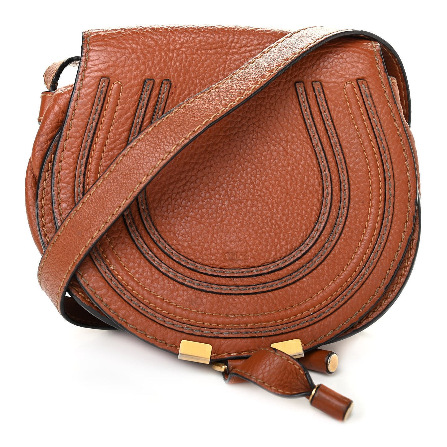 Calfskin Mini Marcie Round Crossbody Bag Tan