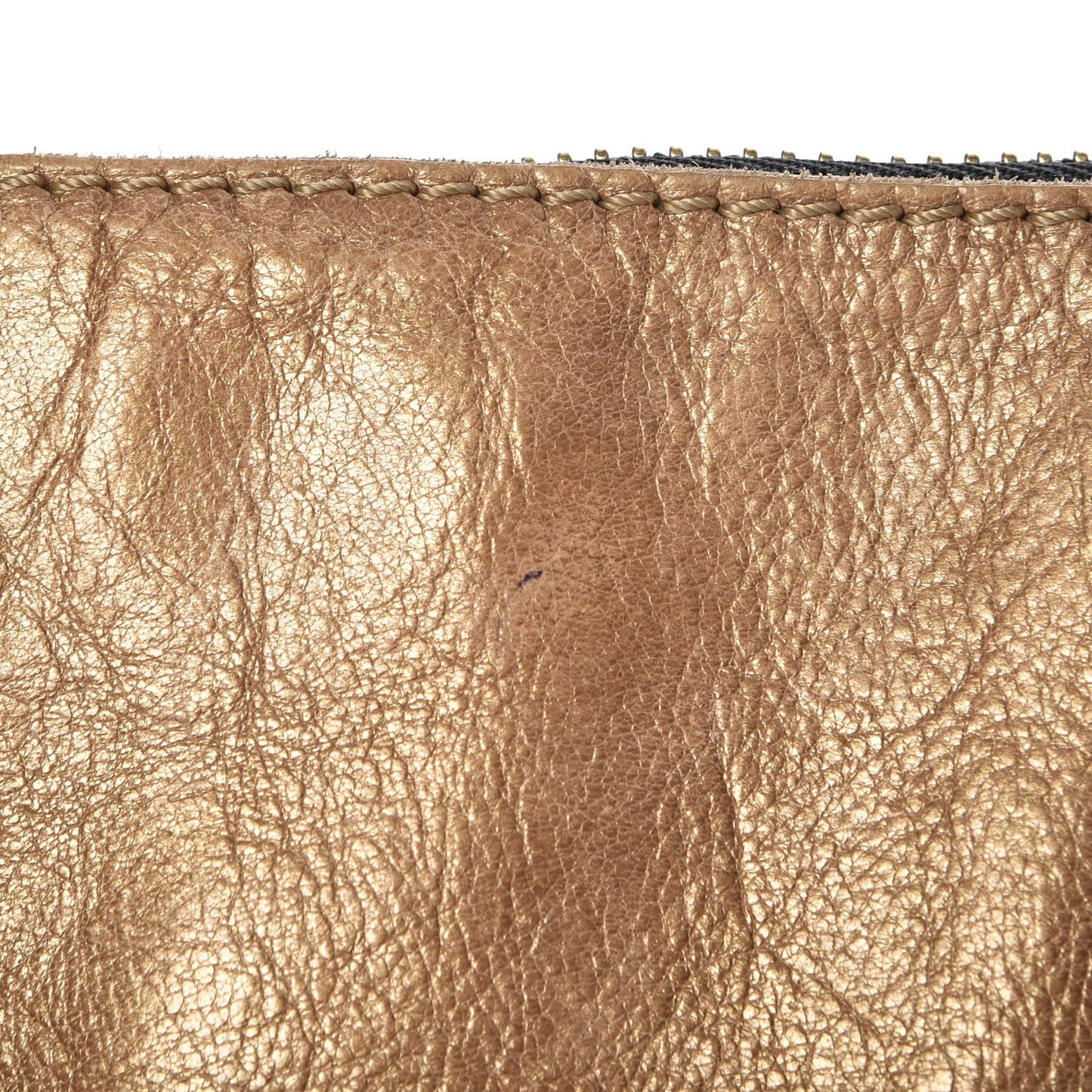 Metallic Calfskin Medium Marcie Satchel Gold