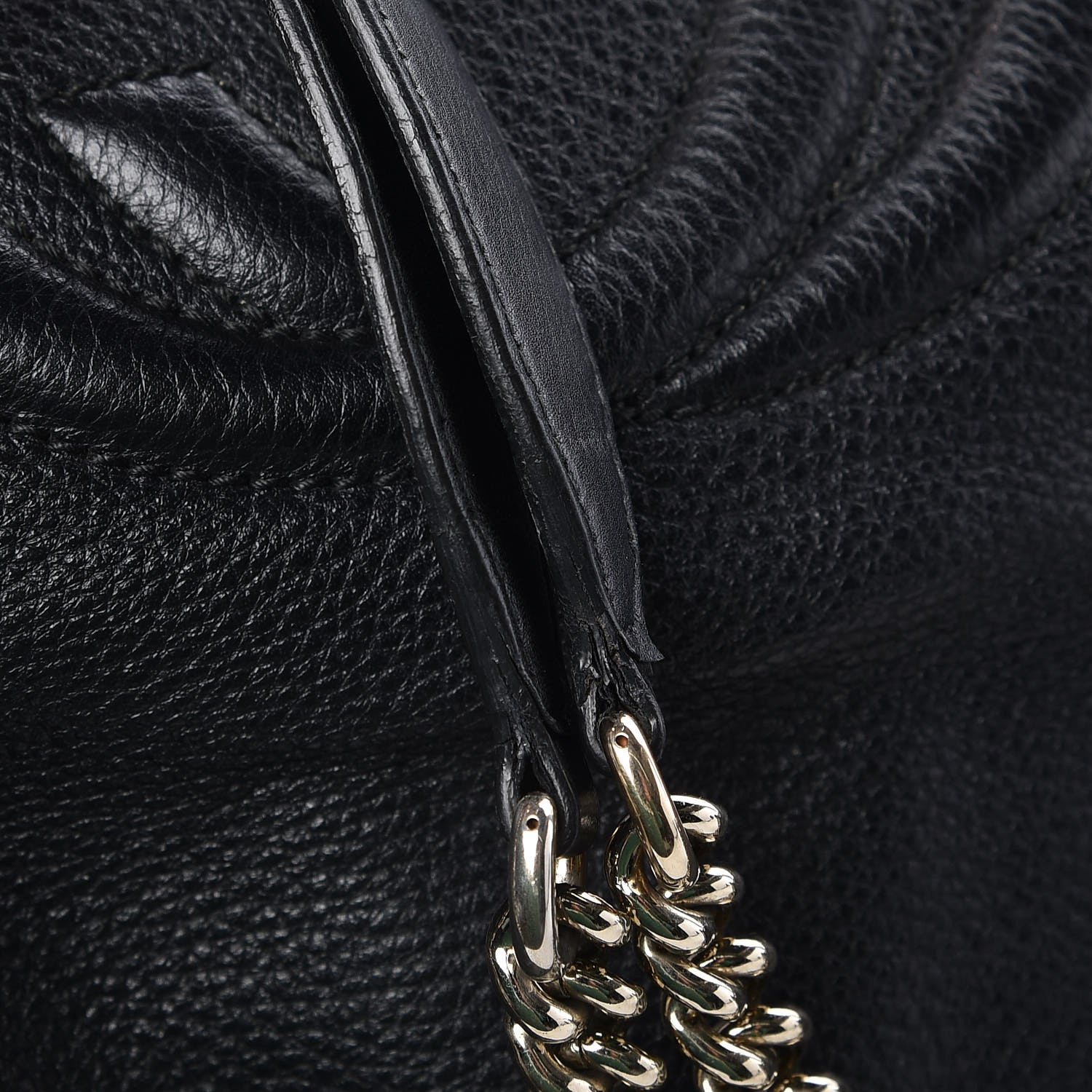 Gucci Pebbled Calfskin Large Soho Chain Shoulder Bag Black 11 of 12