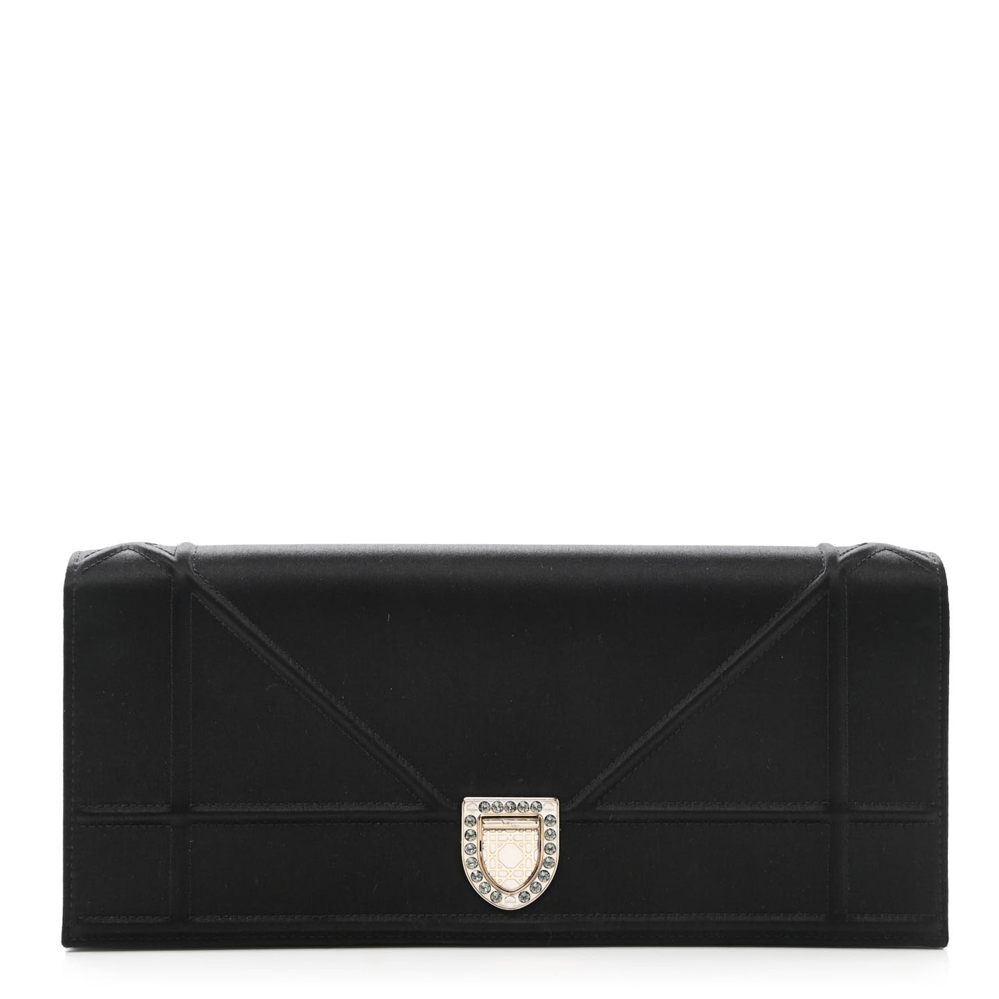 Satin Crystal Diorama Croisiere Chain Wallet Black