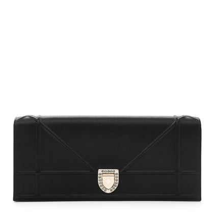 Christian Dior Satin Crystal Diorama Croisiere Chain Wallet Black 1 of 6