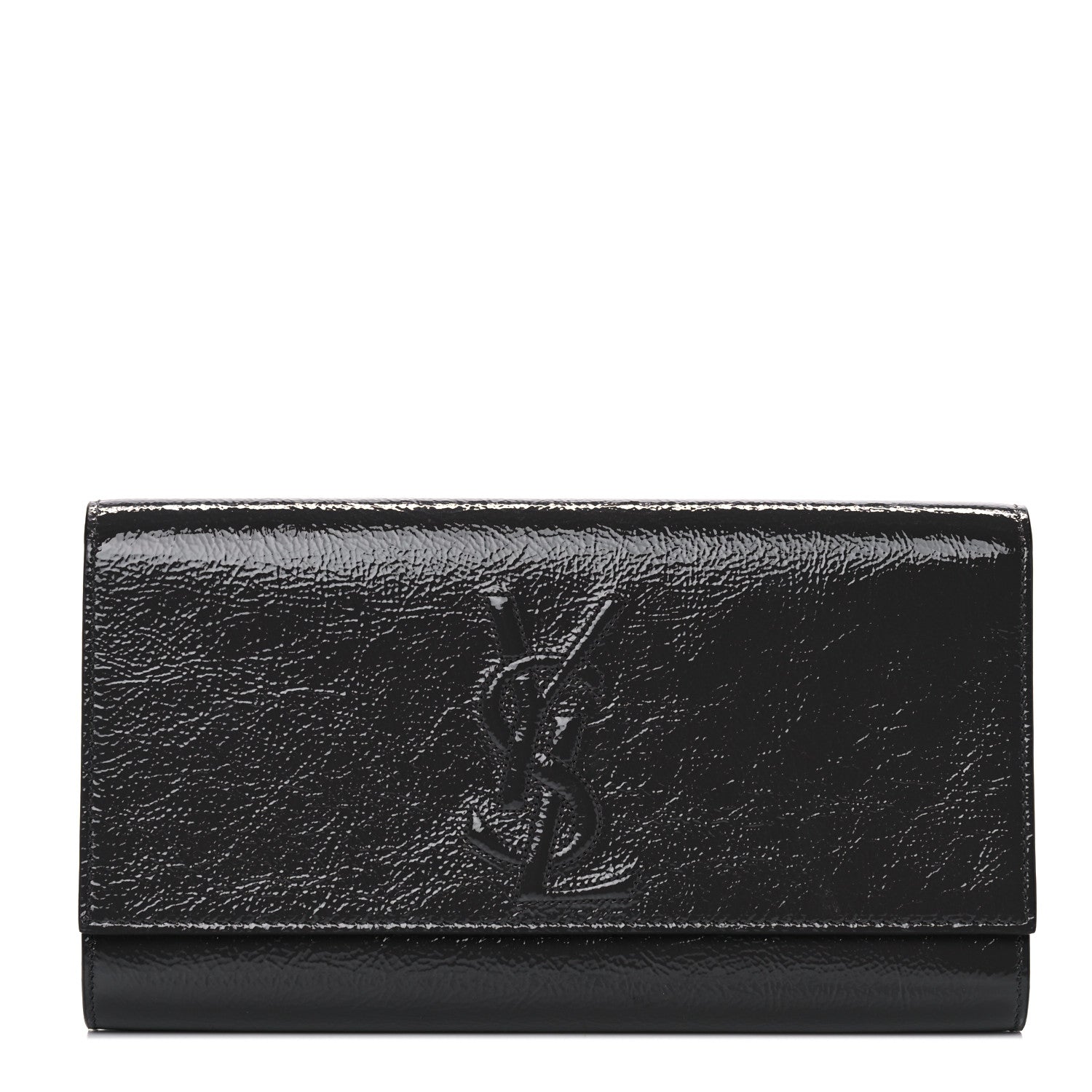 Saint Laurent Textured Patent Calfskin Large Belle De Jour Clutch Dark Brown 1 of 9