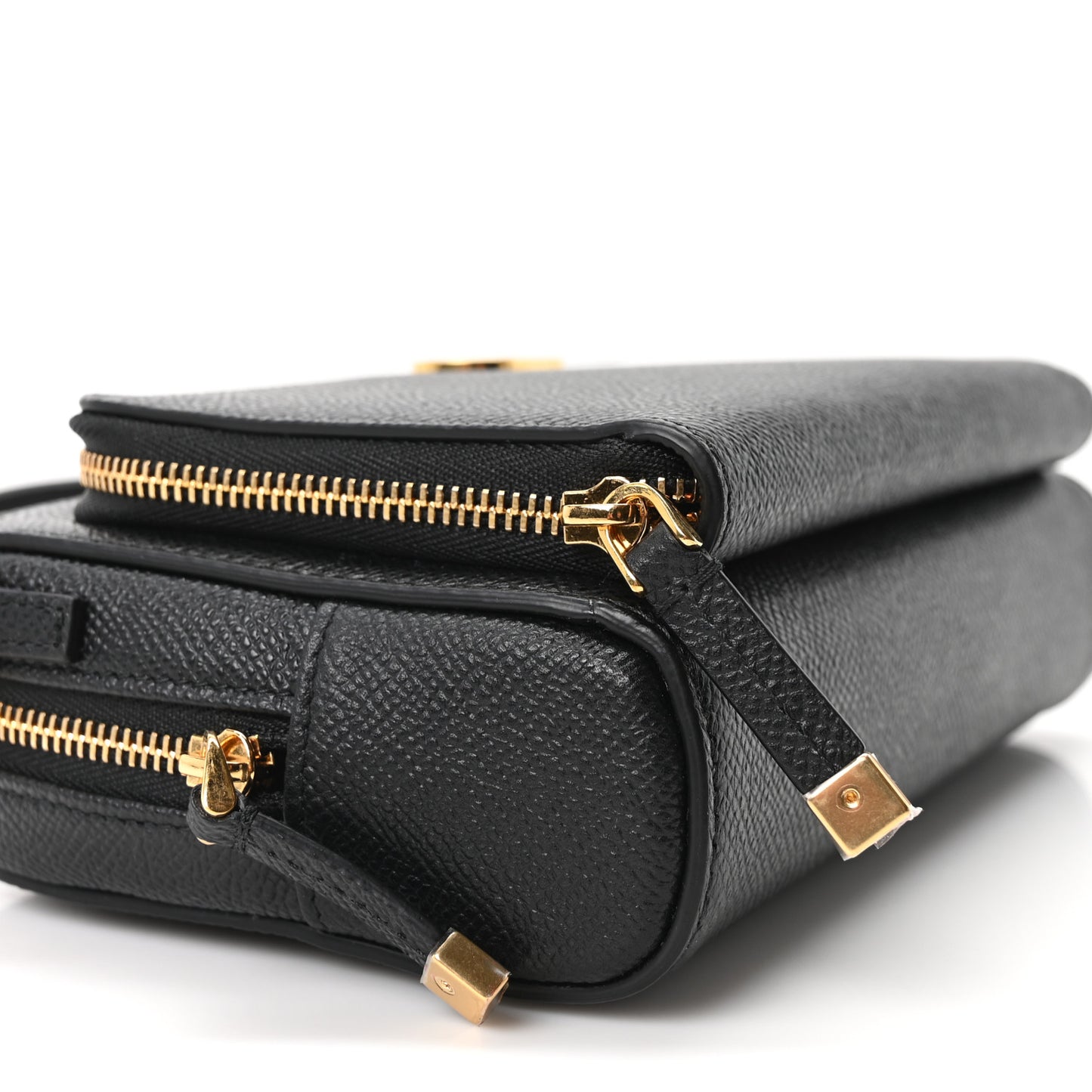 Grained Calfskin Caro Double Pouch Black