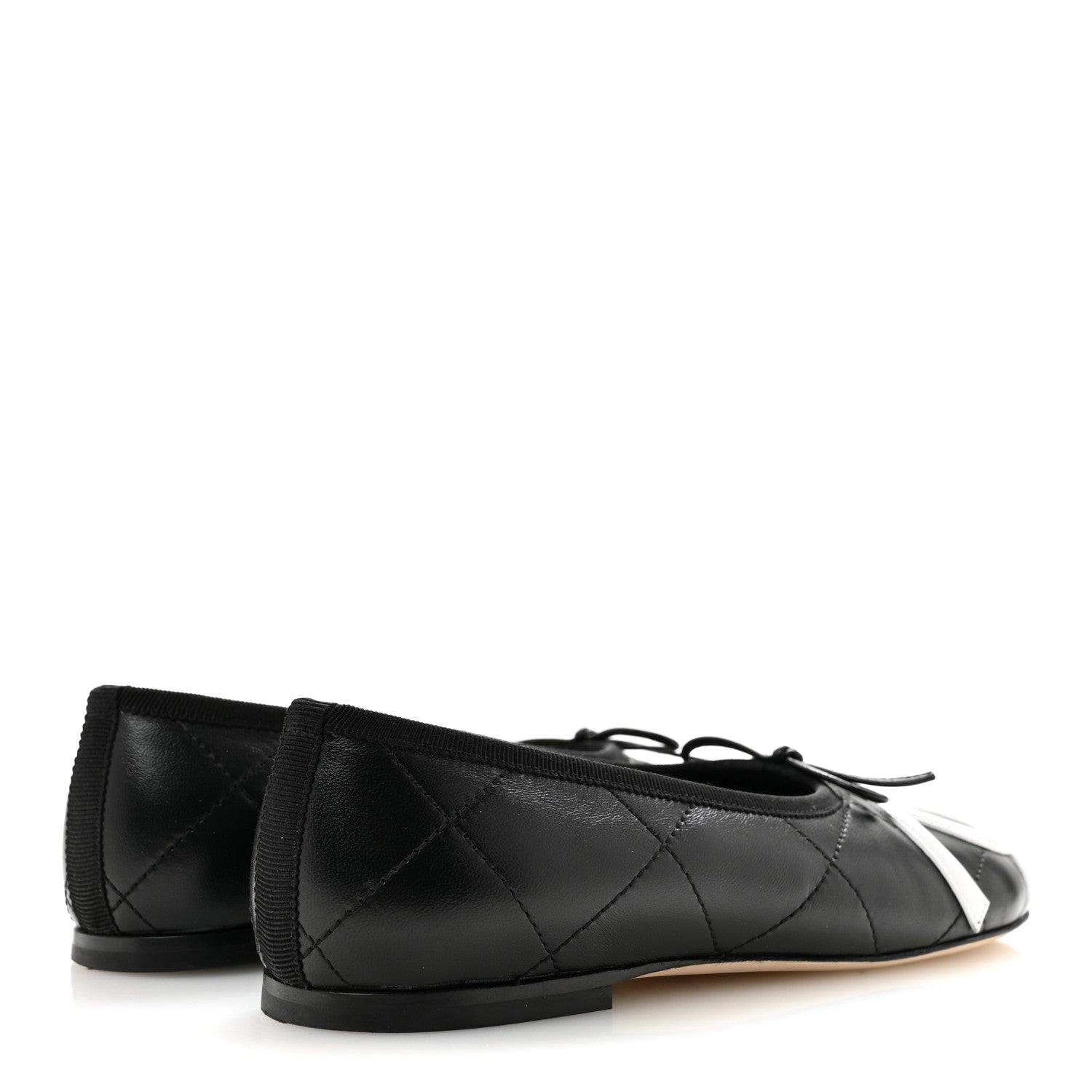 Chanel Lambskin Quilted CC Cambon Ballet Flats 36 Black White 5 of 11