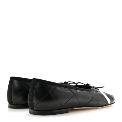 Chanel Lambskin Quilted CC Cambon Ballet Flats 36 Black White 5 of 11