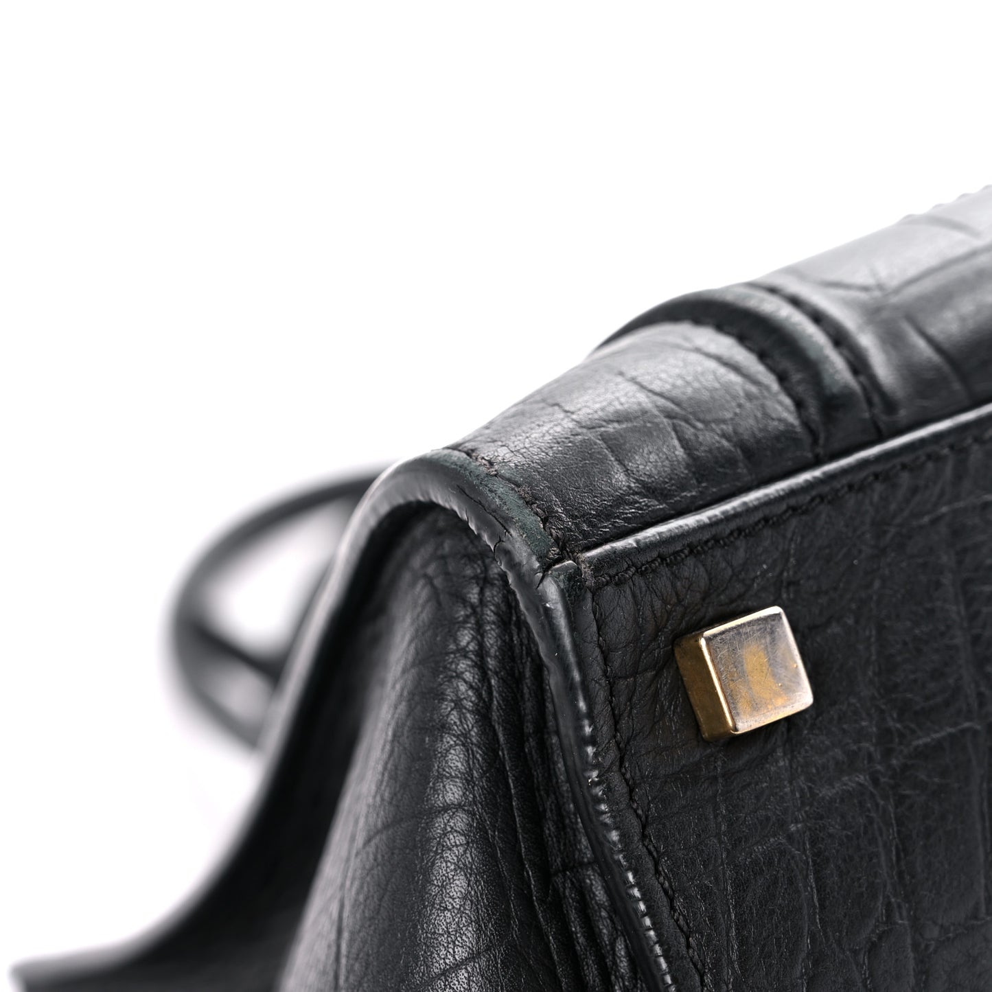 Crocodile Embossed Calfskin Large Phantom Luggage Black