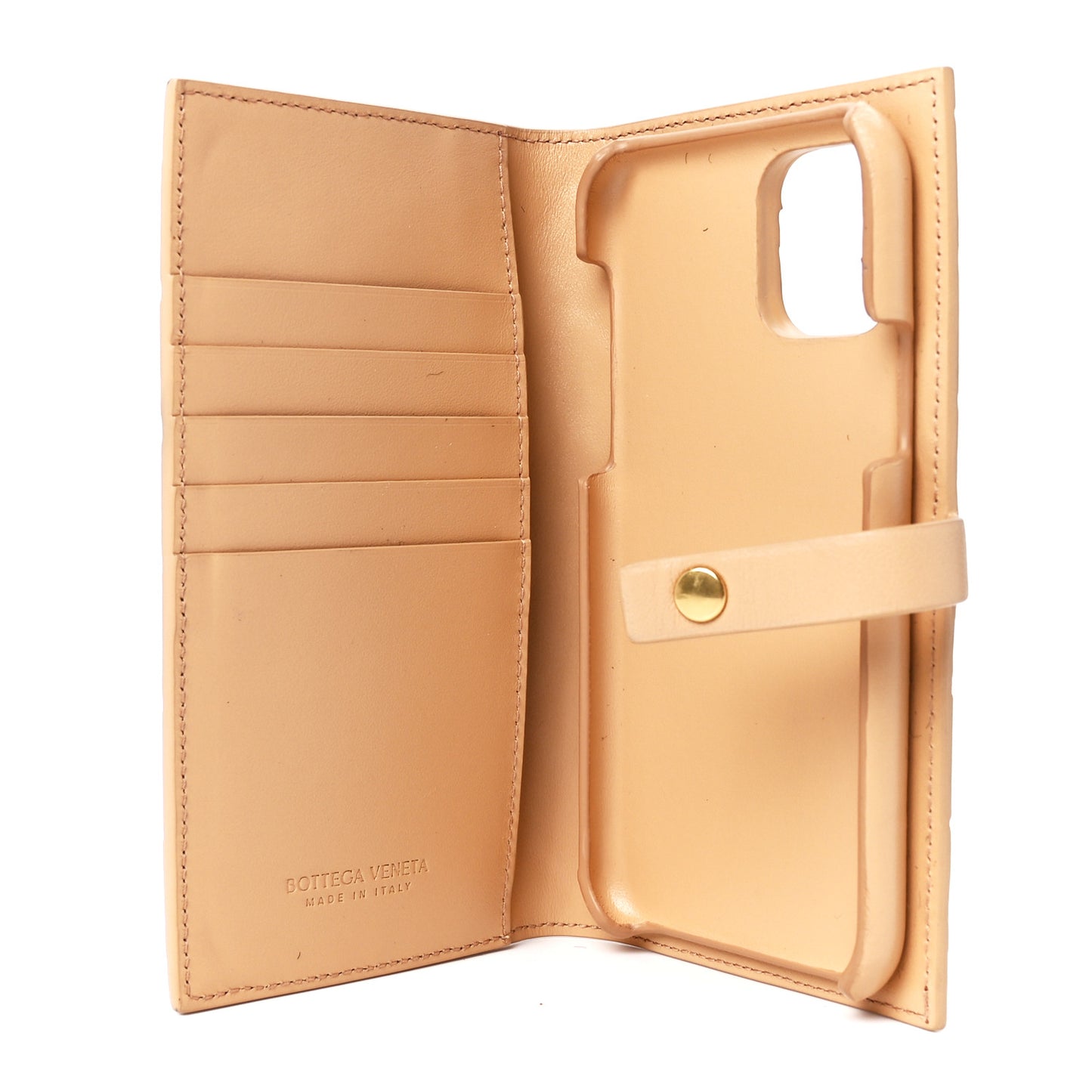 Nappa Intrecciato Crossbody Phone Holder Sand