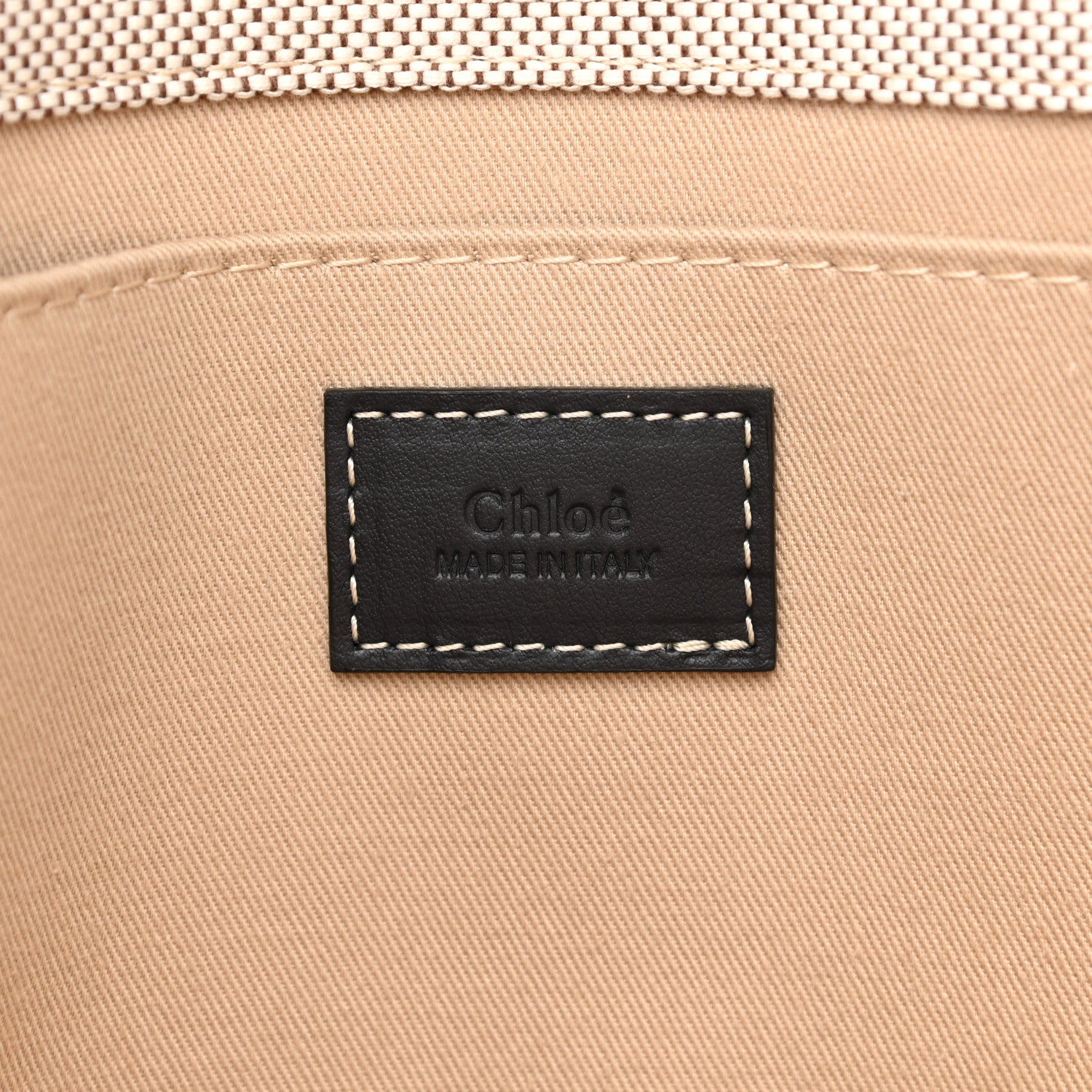 Chloe Cotton Calfskin Large Woody Ribbon Tote White Black 5 of 10