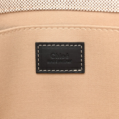 Chloe Cotton Calfskin Large Woody Ribbon Tote White Black 5 of 10