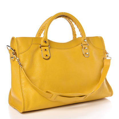 Balenciaga Chevre Silver Metallic Edge Hardware City Jaune Epi 4 of 11