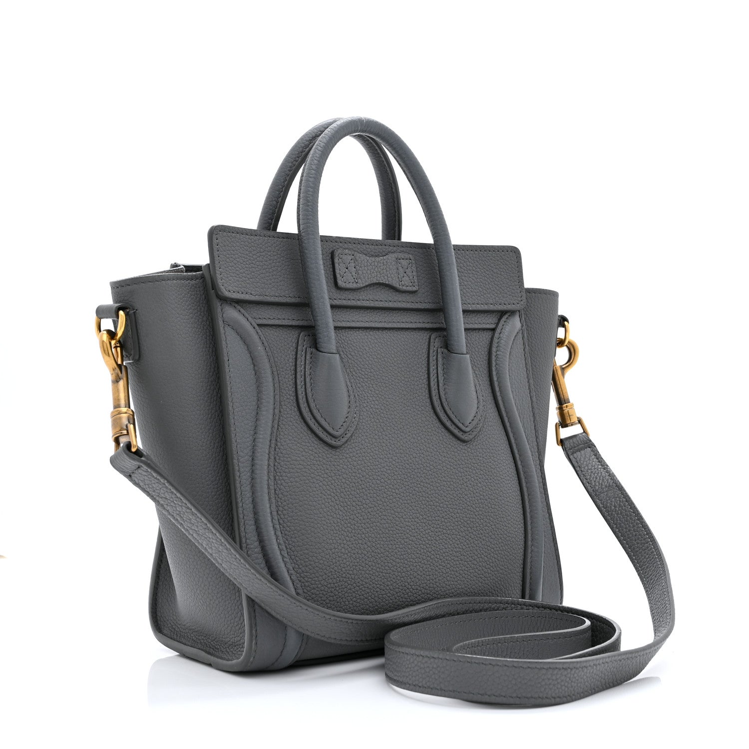 Celine Drummed Calfskin Nano Luggage Kohl 3 of 13