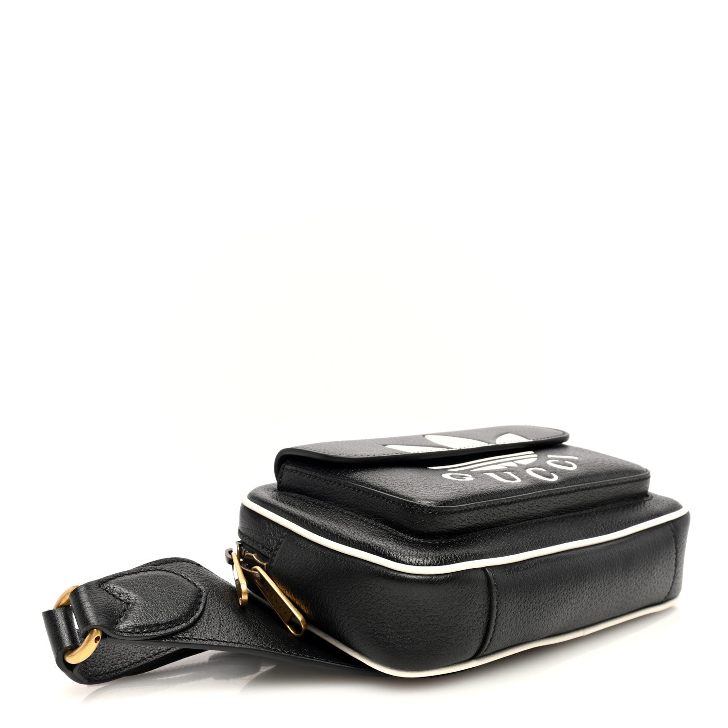 Gucci X ADIDAS Textured Dollar Calfskin Belt Bag Black 4 of 9
