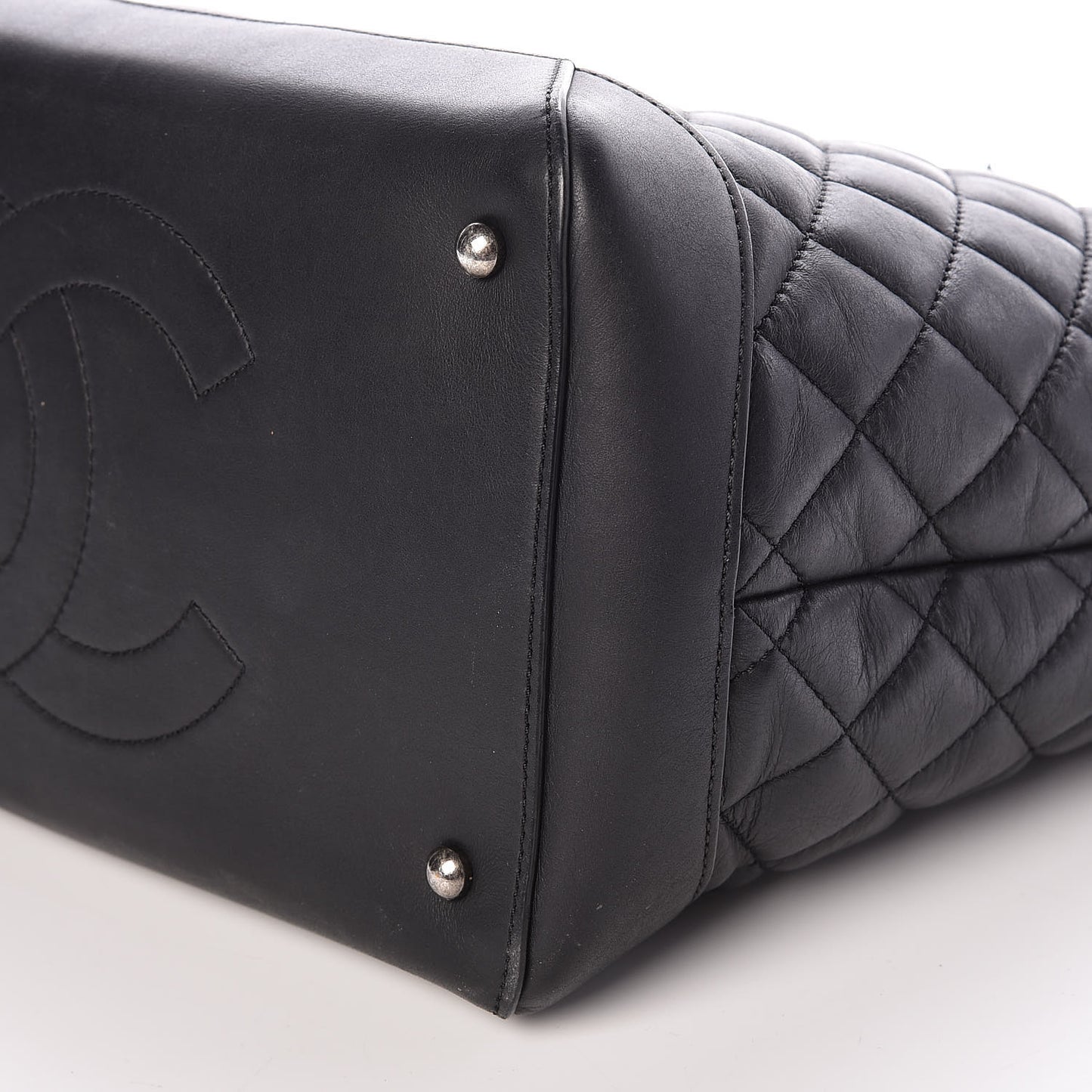 Calfskin Quilted Small Easy Shopping Tote Black