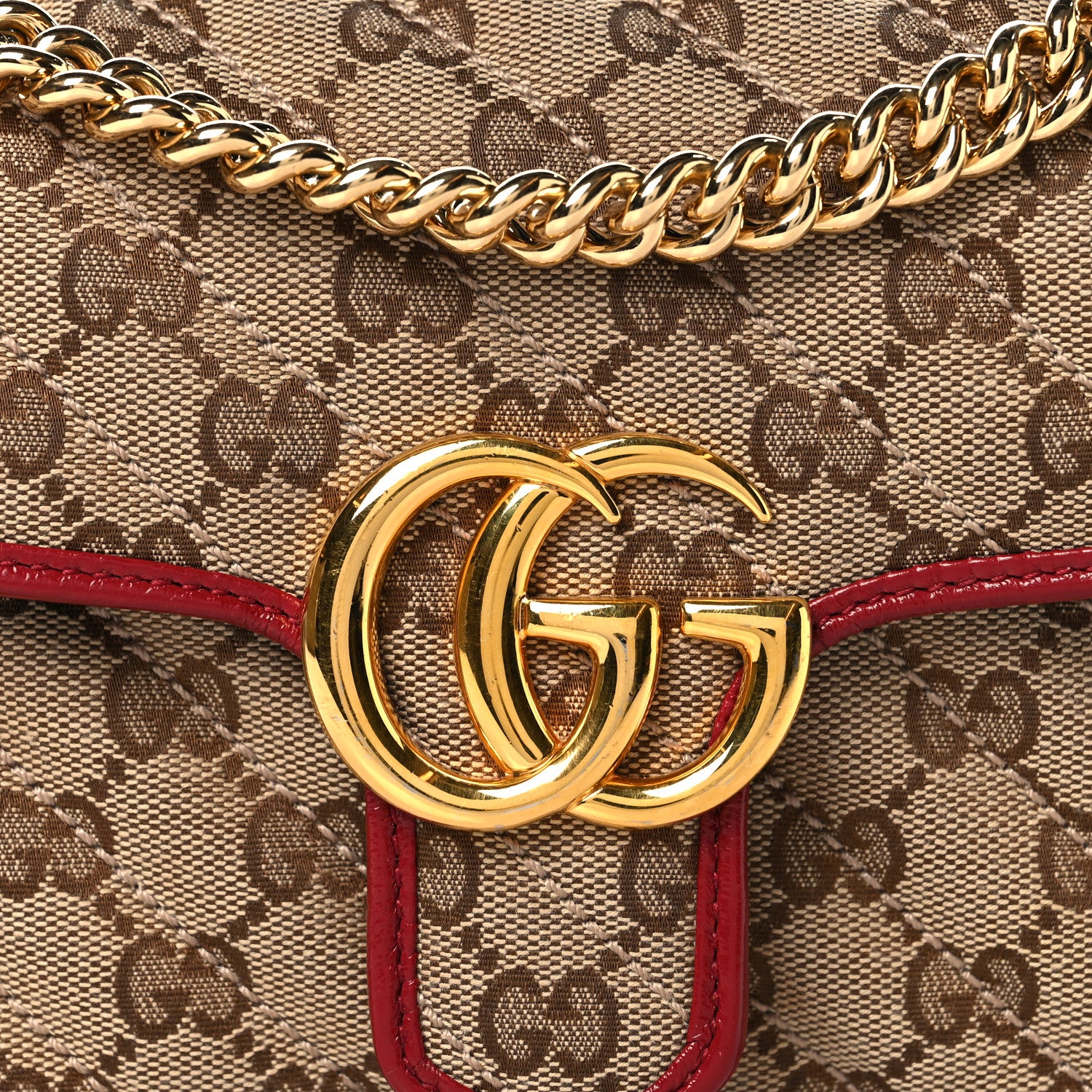 Gucci Monogram Azalea Calfskin Matelasse Diagonal Mini GG Marmont Shoulder Bag Beige Ebony New Cherry Red 7 of 9
