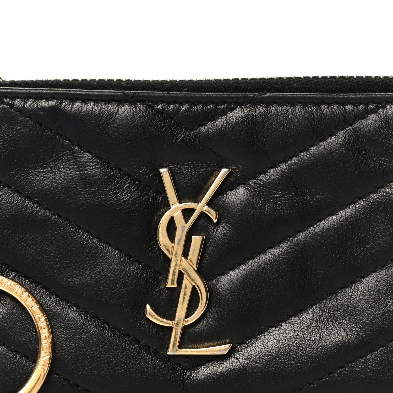 Saint Laurent Calfskin Matelasse Monogram Key Pouch Black 1823909