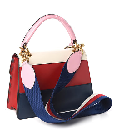 Gucci Calfskin Sylvie Web Small Queen Margaret Top Handle Bag Blue Agata Hibiscus Red Mystic White Sugar Pink 2 of 9